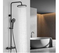 Colonne de Douche Thermostatique 40°C Ensemble de Douche Noir Douchette 3 Jets Kit de Douche Hauteur Réglable Mitigeur en Laiton