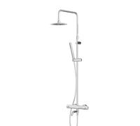 Colonne de Douche Thermostatique AM.PM F07PA500- Ensemble de Douche Chromé avec Douchette ABS 1 Jet, Pomme de Tête Inox, Technologie Air In Économie d’Eau 30%, Sécurité 38 °C - Garantie