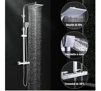Colonne de Douche Thermostatique chromé, Ensemble de Douche Réglable en Hauteur, Système de douche en Laiton - Homelody