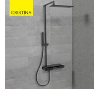 Colonne de douche thermostatique Chromé Noir Brossé Thermo Up - CRISTINA ONDYNA XT48675