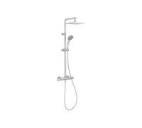 Jacob Delafon - Colonne de Douche Thermostatique COLETTE - Pomme de Tête Carrée 20cm - Douchette 4 Jets - Régulateur de Débit - Butée de Sécurité - 21,5 x 111,8 x 42,6 cm - Finition Chrome - E29868-CP