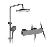 Colonne De Douche Thermostatique, Colonne De Douche Sans Mitigeur, Robinet Cascade, Ensemble De Douche En Acier Inoxydable, Avec Mélangeur, À Main Et Douche À Tête. (Gris canon de fusil)