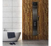 Colonne de Douche Thermostatique Colonne Douche Hydromassage Panneau de Douche Système Douche Multi Function Acier Inoxydable Bec de Baignoire Douche à Main Hôtel 5 en 1 Fendu,7 * 20 * 140cm