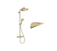 Colonne de douche thermostatique Croma Select S 280 aspect doré poli + tablette AddStoris
