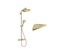 Colonne de douche thermostatique Croma Select S 280 aspect doré poli + tablette AddStoris