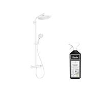 Colonne de douche thermostatique Croma Select S 280 Blanc mat + nettoyant Briochin