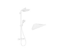 Colonne de douche thermostatique Croma Select S 280 blanc mat + tablette AddStoris