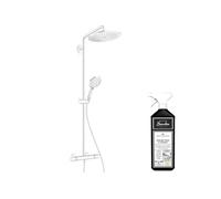 Colonne de douche thermostatique Croma Select S 280 EcoSmart blanc mat + nettoyant Briochin