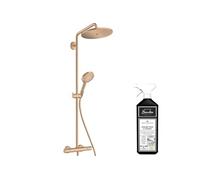 Colonne de douche thermostatique Croma Select S 280 EcoSmart bronze brossée + nettoyant Briochin