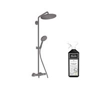 Colonne de douche thermostatique Croma Select S 280 EcoSmart noir chromée brossée + nettoyant Briochin