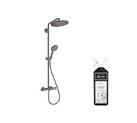 Colonne de douche thermostatique Croma Select S 280 Noir chromée brossée + nettoyant Briochin