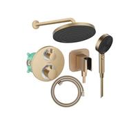 Colonne de douche thermostatique Ecostat S Douche de tête Pulsify S Flexible Designflex Douchette Pulsify bronze brossé