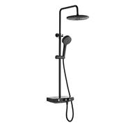 Colonne de douche thermostatique EKOGEST avec tablette, avec écran de contrôle de la température et de la consommation Noir Edouard Rousseau - Tête 250 mm - Douchette 3 Jets - Flexible 150 cm