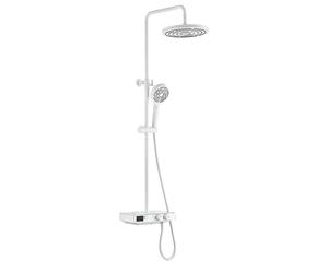 Colonne de douche thermostatique EKOGEST avec tablette, avec écran de contrôle de la température et de la consommation Blanc Edouard Rousseau - Tête 250 mm - Douchette 3 Jets - Flexible 150 cm