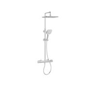 Jacob Delafon - Colonne de Douche Thermostatique EMMA - Pomme de tête carrée 28cm - Douchette carrée 3 Jets - 33,4x131,5x53,6 cm - Finition Chrome - E46808-CP