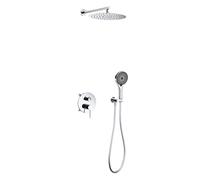 Colonne De Douche Thermostatique, Ensemble De Colonne De Douche, Acier Inoxydable, Douche Pluie,Douchette, Support, Flexible, De Tête, Ensemble Douche. (Chrome, 12 pouces)