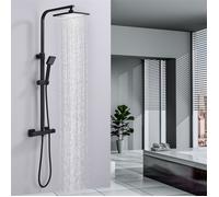 Colonne de Douche Thermostatique Ensemble de Douche Corps en Laiton Hauteur Réglable Système de Douche Noir
