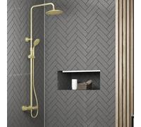 Colonne de douche Thermostatique finition Or Doré Brossé - 133x26x52 cm - MOLLY GOLD