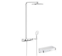 Colonne de douche thermostatique GROHE Rainshower System SmartControl Mono 360 Blanc/chromé + Panier douche Start Cube