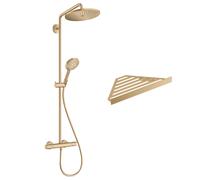 Colonne de douche thermostatique HANSGROHE Croma Select S 280 bronze brossé + tablette AddStoris