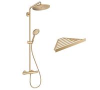 Colonne de douche thermostatique HANSGROHE Croma Select S 280 bronze brossé + tablette AddStoris