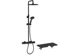 Colonne de douche thermostatique JACOB DELAFON Juliette noir mat + tablette de douche