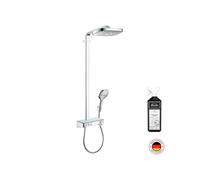 Colonne de douche thermostatique Raindance Select E 300 3 jets avec mitigeur 30 cm blanc et chromée + nettoyant Briochin