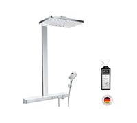 Colonne de douche thermostatique Rainmaker Select 460 EcoSmart 3 jets blanc et chromée + nettoyant Briochin