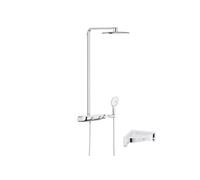Colonne de douche thermostatique Rainshower System SmartControl Mono 360 Blanc/chromé + Tablette douche d'angle Start Cube