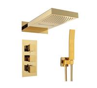 Colonne de Douche Thermostatique SILLA - Ensemble de Douche en Laiton Encastrée - Doré - BR2425
