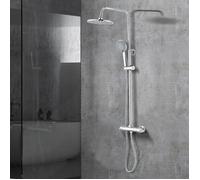 Colonne de douche thermostatique - STANEW - Système thermostatique 38°C - Pomme ronde ABS - Hauteur réglable 110 cm