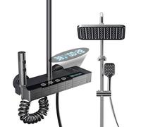 Colonne de Douche Thermostatique, Système de Douche Piano Mural Affichage LED Ensemble de Douche Réglable en Hauteur Set de Douche Avec Pommeau De Douche, Bidet Douche, Robinet De Baignoire (A)