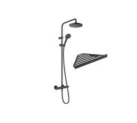 Colonne de douche thermostatique Vernis Blend 200 noir mat + tablette AddStoris