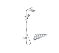 Colonne de douche thermostatique Vernis Shape 230 chromé + tablette AddStoris