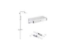 Colonne de douche thermostatique Vitalio Joy Système 230 + Tablette rectangle GROHE Start Cube + colle Quickglue
