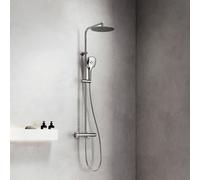 Colonne de douche thermostatique Wellness flat 250 XL de Fortis avec douchette Push 3 jets et douche de tête en métal extra plate, 1069976PC,