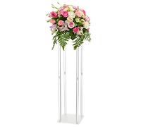 Colonne de fleurs en acrylique transparent de 80 cm de haut pour centre de table de mariage - Support floral transparent pour événements, mariages et fêtes - Décoration florale élégante