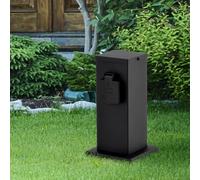 Prise colonne extérieure Prise de jardin à 2 compartiments pour distributeur de colonne de puissance extérieur, acier inoxydable noir, LxH 12,5x22 cm, jardin