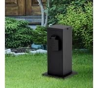 Prise colonne extérieure Prise de jardin à 2 compartiments pour distributeur de colonne de puissance extérieur, acier inoxydable noir, LxH 12,5x22 cm, jardin