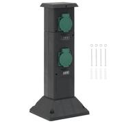 vidaXL Colonne de prise d'extérieur à 4 voies Noir/Vert 16 x 16 x 39,5 cm