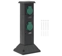 Colonne de Prise d'extérieur à 4 Voies Noir Vert 16x16x39,5 cm,Accessoires électriques,Prises de courant-4010098
