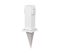 ledscom.de Colonne de Prises de Jardin Polly avec Piquet de Terre pour l'extérieur, IP44, 2-Fois, Acier Inoxydable, carré, Blanc, 27cm