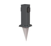 ledscom.de Colonne de Prises de Jardin Polly avec Piquet pour l'extérieur, IP44, 2-Fois, Anthracite, carré, 27cm