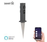 ledscom.de Colonne de Prises de Jardin Polly avec Piquet de Terre pour l'extérieur, IP44, 3-Fois, Smart Home, Anthracite, carré, 38cm
