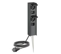 ledscom.de Colonne de Prises de Jardin POMI avec Piquet, câble, IP44, 2 Prises