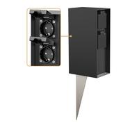 ledscom.de Colonne de Prise de Jardin POMI avec Piquet de Terre pour l'extérieur, IP44, 4-Fois, Noir, Angulaire, 23cm