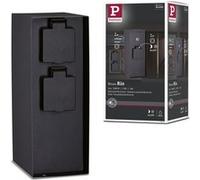 Paulmann 94315 Colonne de prise extérieur RIO x3 max. 3,650 watts Interrupteur crépusculaire Éclairage d'extérieur Anthracite Éclairage de jardin Acier inoxydable Commande