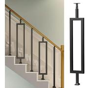 Colonne De Rampe D'escalier En Métal, Système De Balustrades À Monter Soi-même, Rampe D'escalier Réglable À 270°, Pour Terrasse, Porche, Marches Et Jardin(Black,85cm/33.5in)