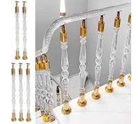 Colonne de rampe d'escalier transparente, tiges balustre intérieur avec quincaillerie dorée(5 Pcs,90cm(35 3/8"))