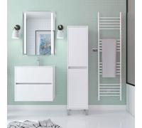 Colonne de rangement Blanc Laqué sur Pieds - Hauteur 160 cm - 2 Portes - XENOS